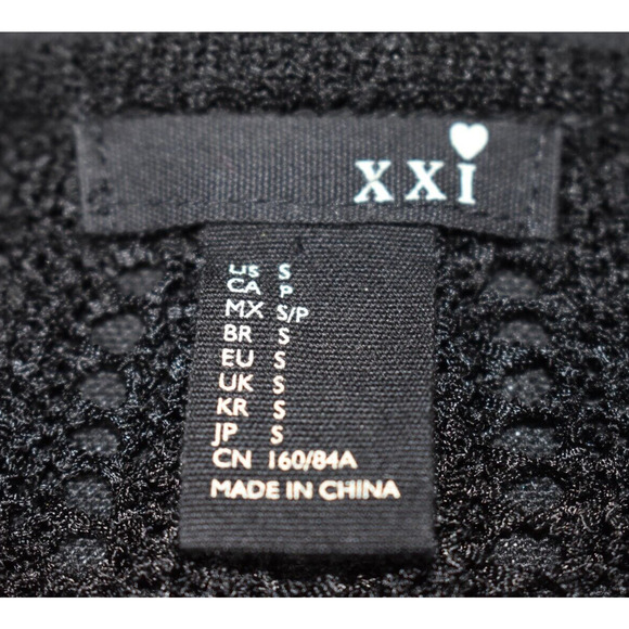 XXI Women's Small, Black Crochet Sweater, Open Knit with Tassels Cardigan Sheer - Picture 5 of 5